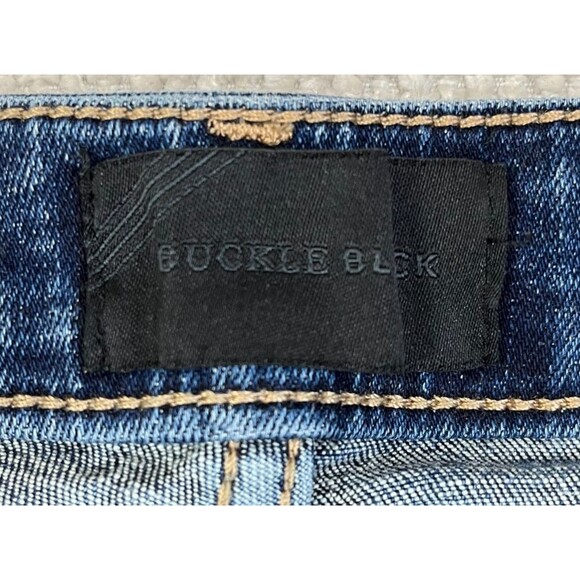 Buckle Black Jeans Fit No 53 Ankle Skinny Women's Size 33 Cuffed Distressed - Picture 5 of 13
